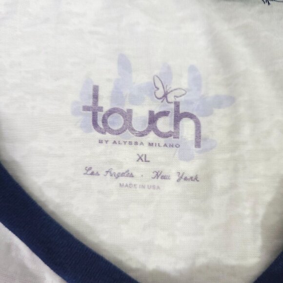 Boston Red Sox Touch By Alyssa Milano Raglan Baseball Tee XL Sheer Cotton Blend - Picture 4 of 7